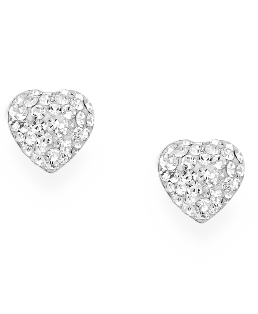 Sterling Silver Crystal Heart Earrings Studs