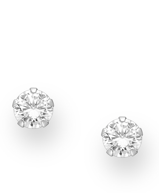 Sterling Silver Push-Back Stud Earrings with CZ Simulated Diamonds