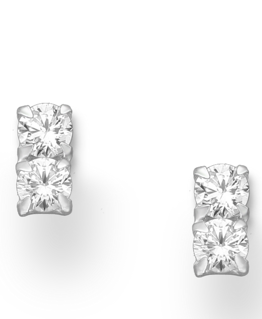 Sterling Silver Push-Back Earrings with CZ Simulated Diamonds