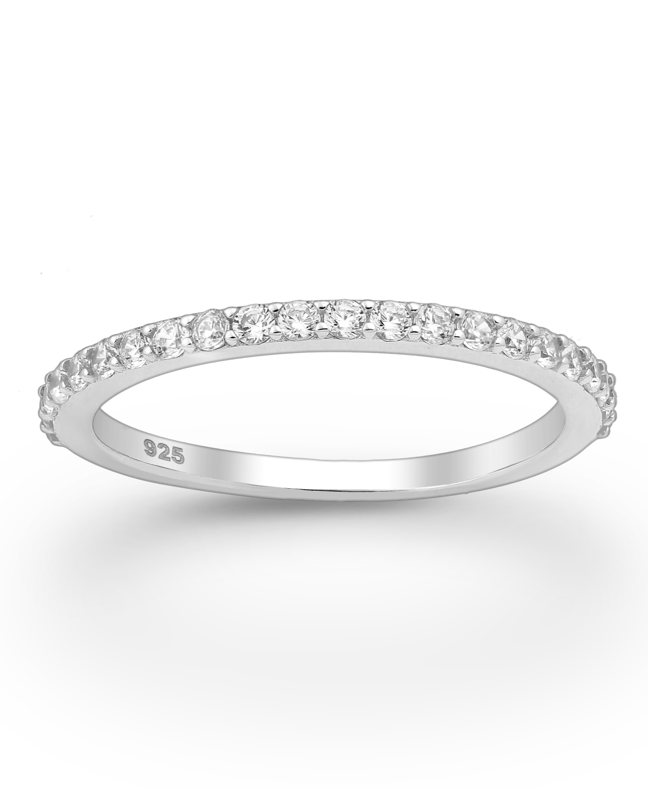 Sterling Silver Stackable Band Ring with CZ Simulated Diamonds