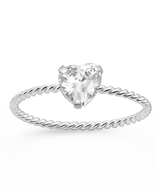 Sterling Silver Heart CZ Simulated Diamond Ring