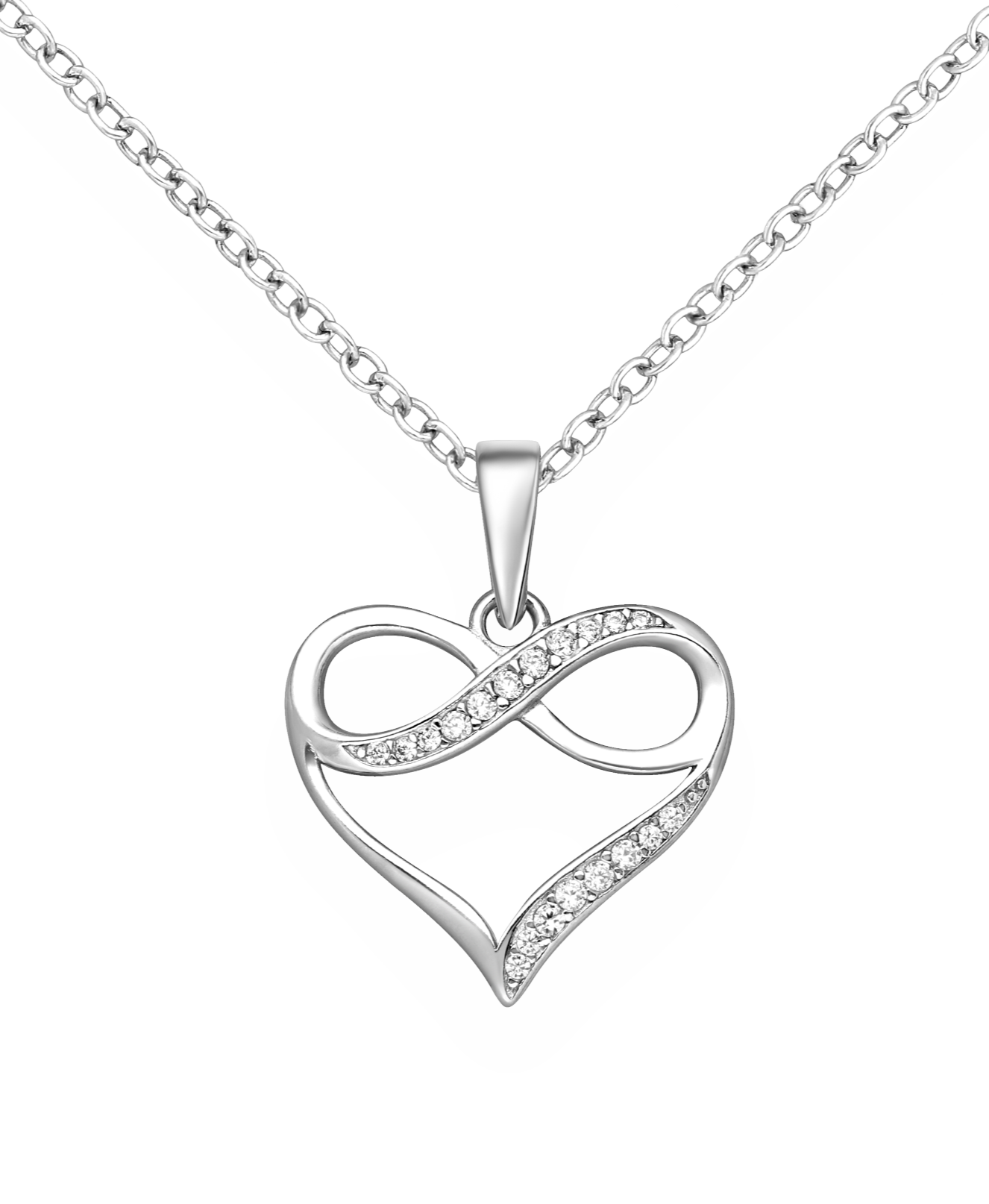 Sparkle By Princess Andre: Sterling Silver Heart And Infinity CZ Simulated Diamonds Pendant