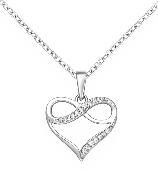 Sterling Silver Heart And Infinity CZ Simulated Diamonds Pendant