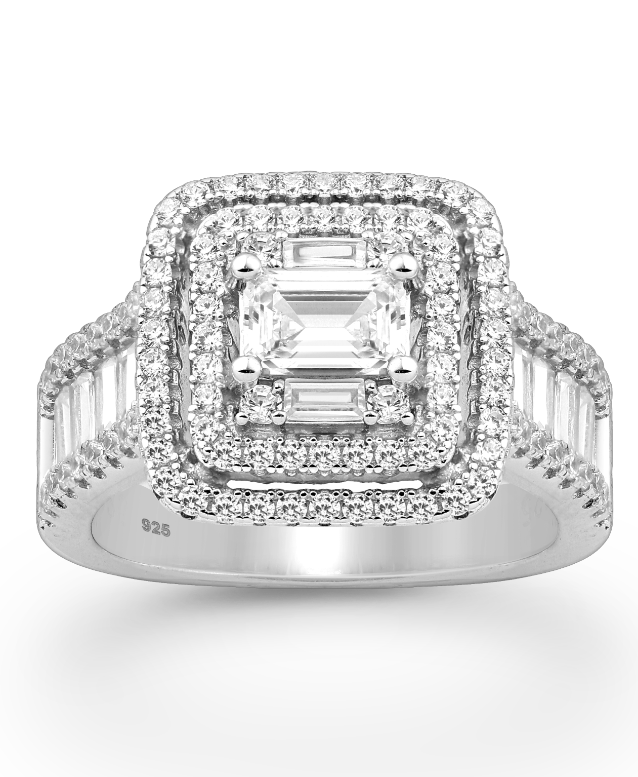 Statement Sterling Silver Ring with CZ Simulated Diamonds