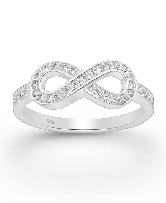 Sterling Silver Infinity Ring with CZ Simulated Diamonds