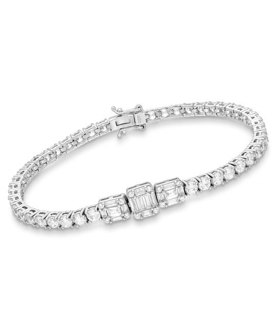 Sterling Silver Bracelet with CZ Simulated Diamonds