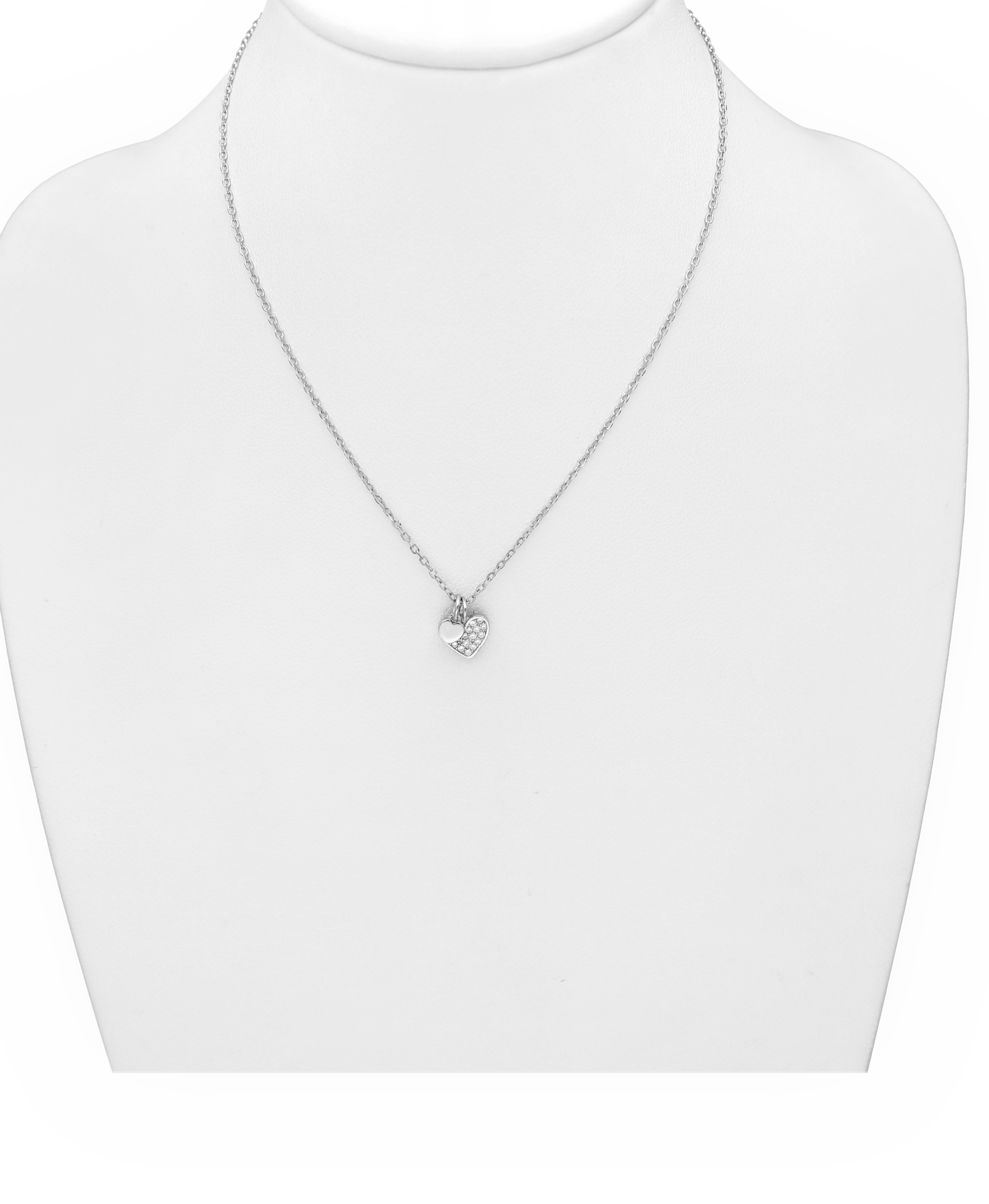 Sterling Silver Heart Necklace with CZ Simulated Diamonds