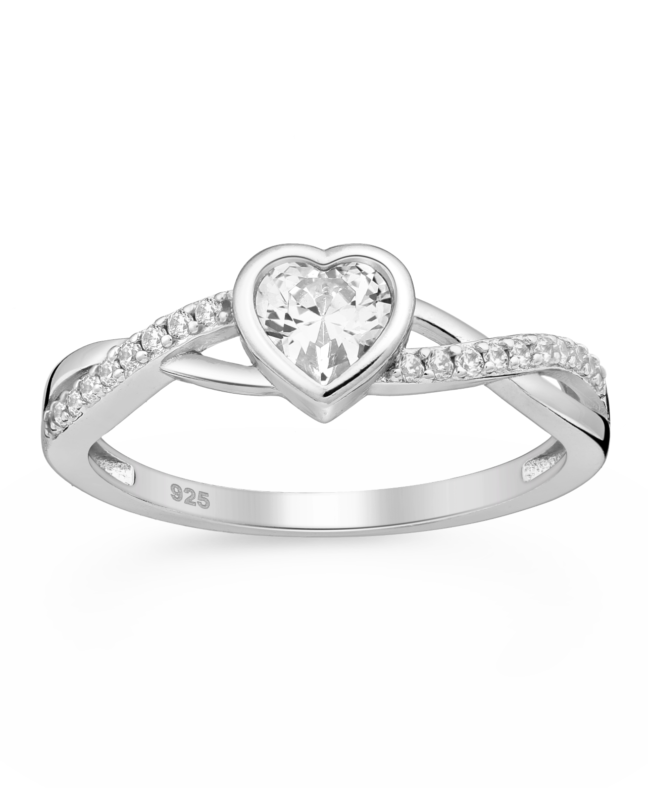 Sparkle By Princess Andre: Sterling Silver Heart CZ Simulated Diamonds Ring