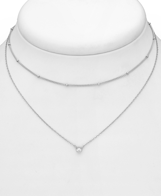 Sterling Silver Layered CZ Simulated Diamond Choker