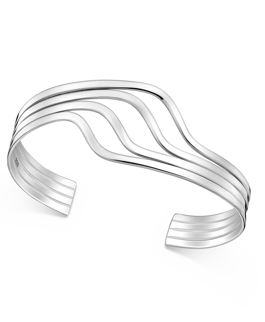 Heavy Duty Sterling Silver Wavy Cuff Bracelet