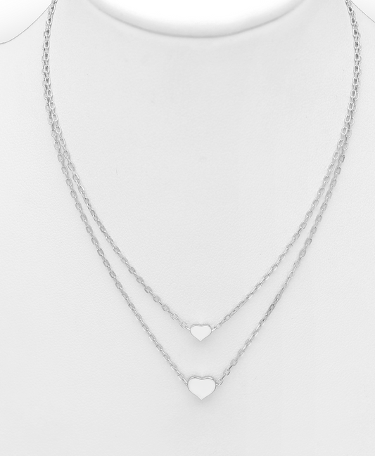 Sterling Silver Heart Layered Necklace