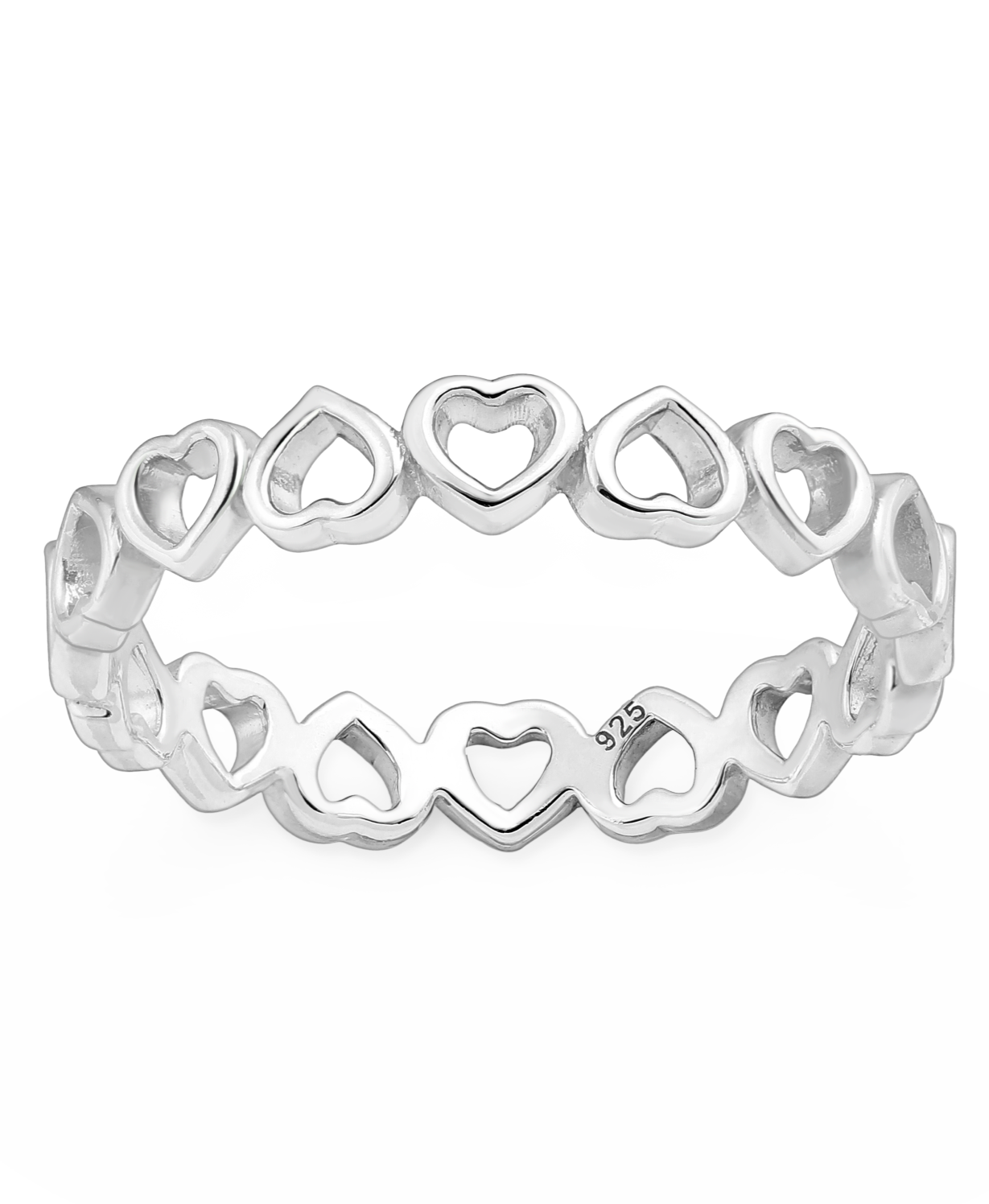 Sterling Silver Hearts Band Ring