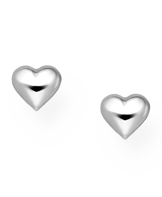 Sterling Silver Push-Back Heart Earrings