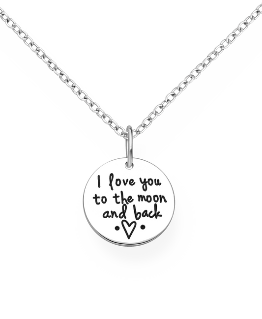 Sterling Silver  "I love you to the moon and back" Pendant