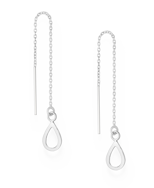 Sterling Silver Droplet Threader Earrings