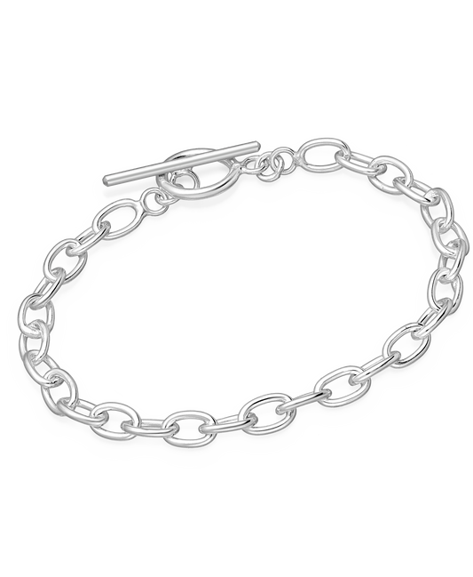 Sterling Silver Links Bracelet with a T-Bar
