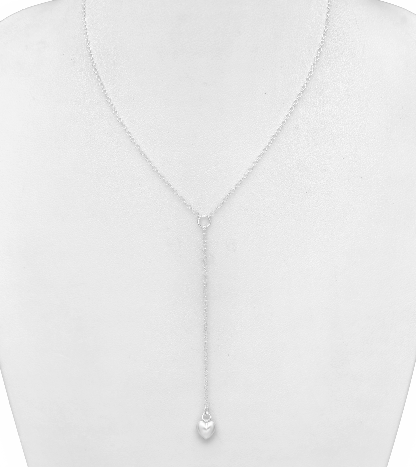 Sterling Silver Y Drop Necklace Featuring Heart Charm