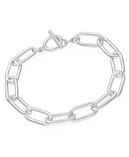 Heavy Duty Sterling Silver Links Bracelet with T-Bar
