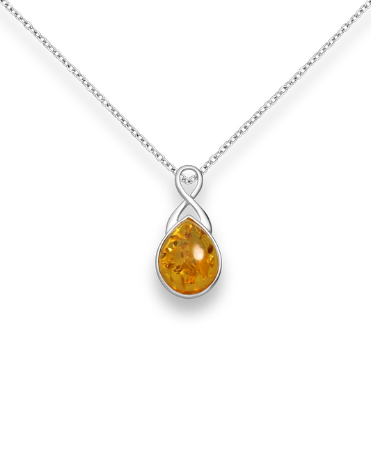 Amber Sterling Silver Droplet Pendant